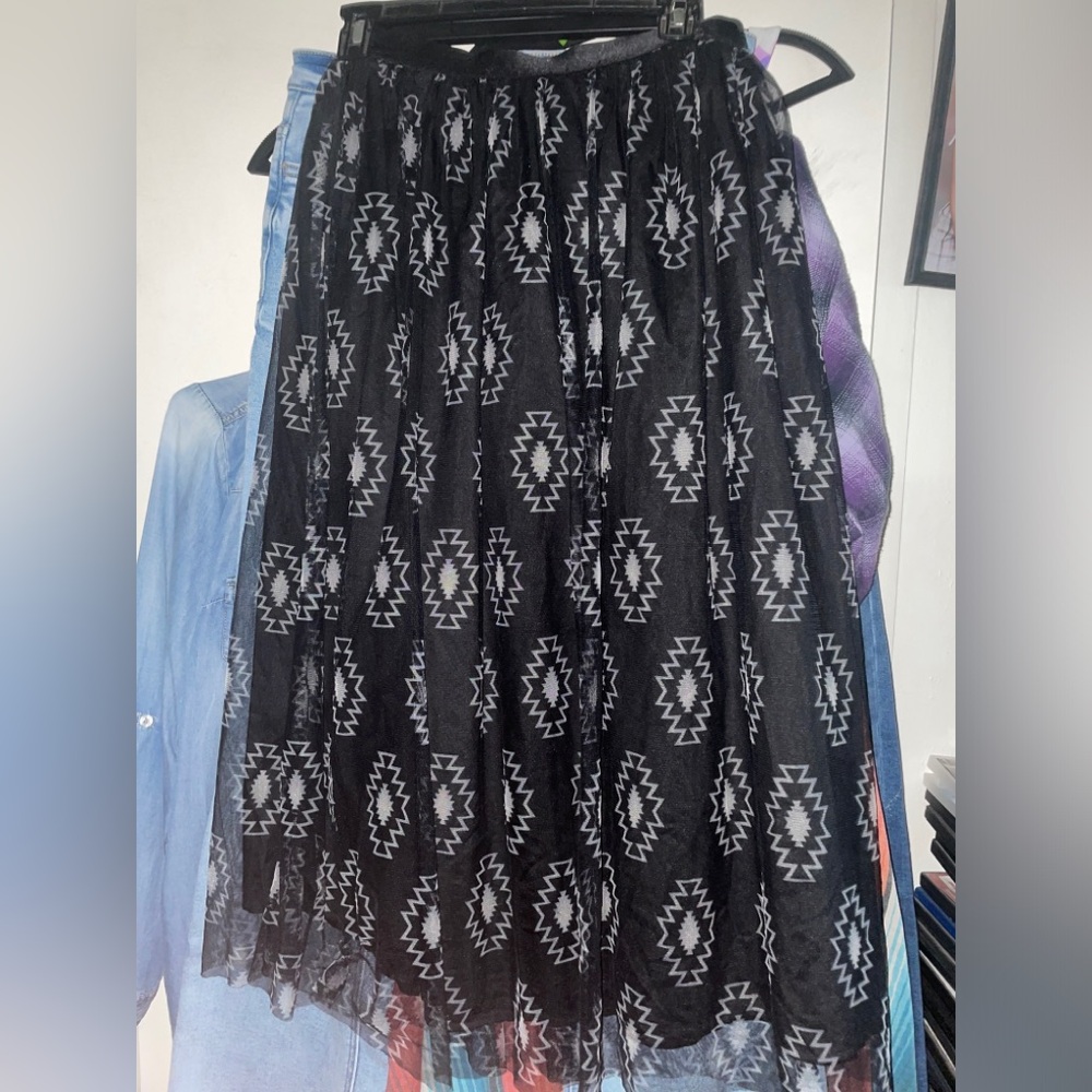 Black and Gray Patterned Women's Skirt size medium